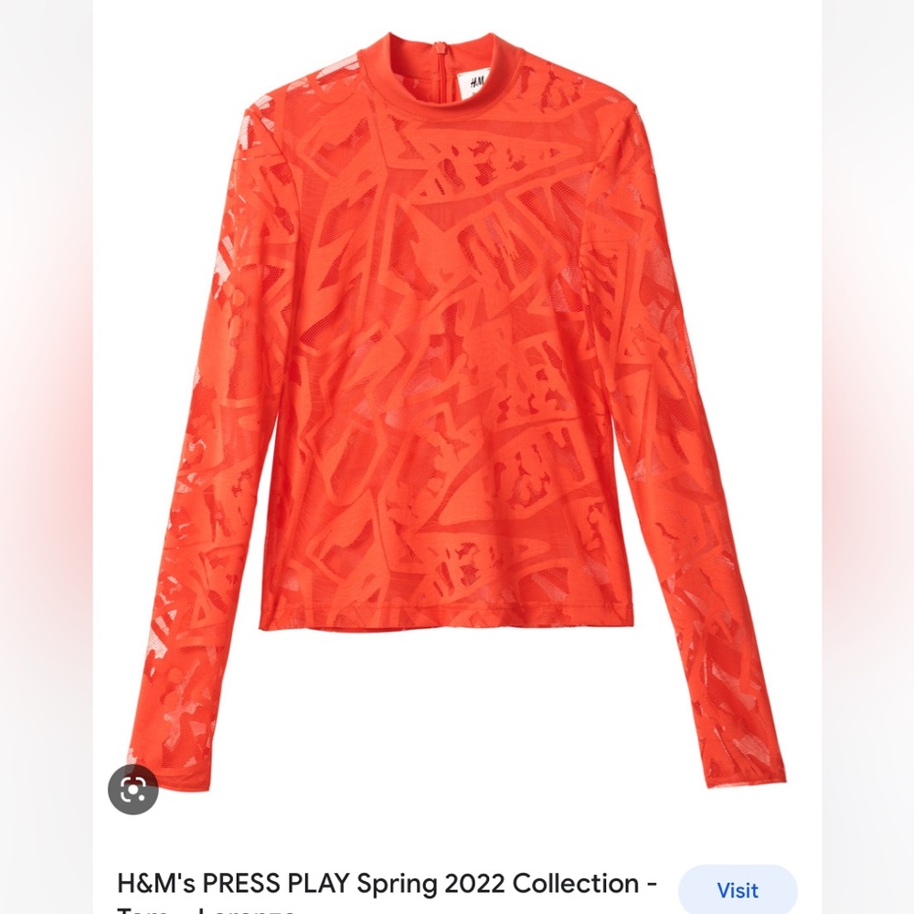 H&M Studio red mesh shirt